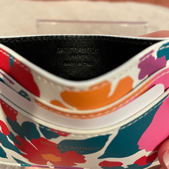 Saint Laurent Floral Print Leather Card Holder, Like new! - Picture 5 of 9